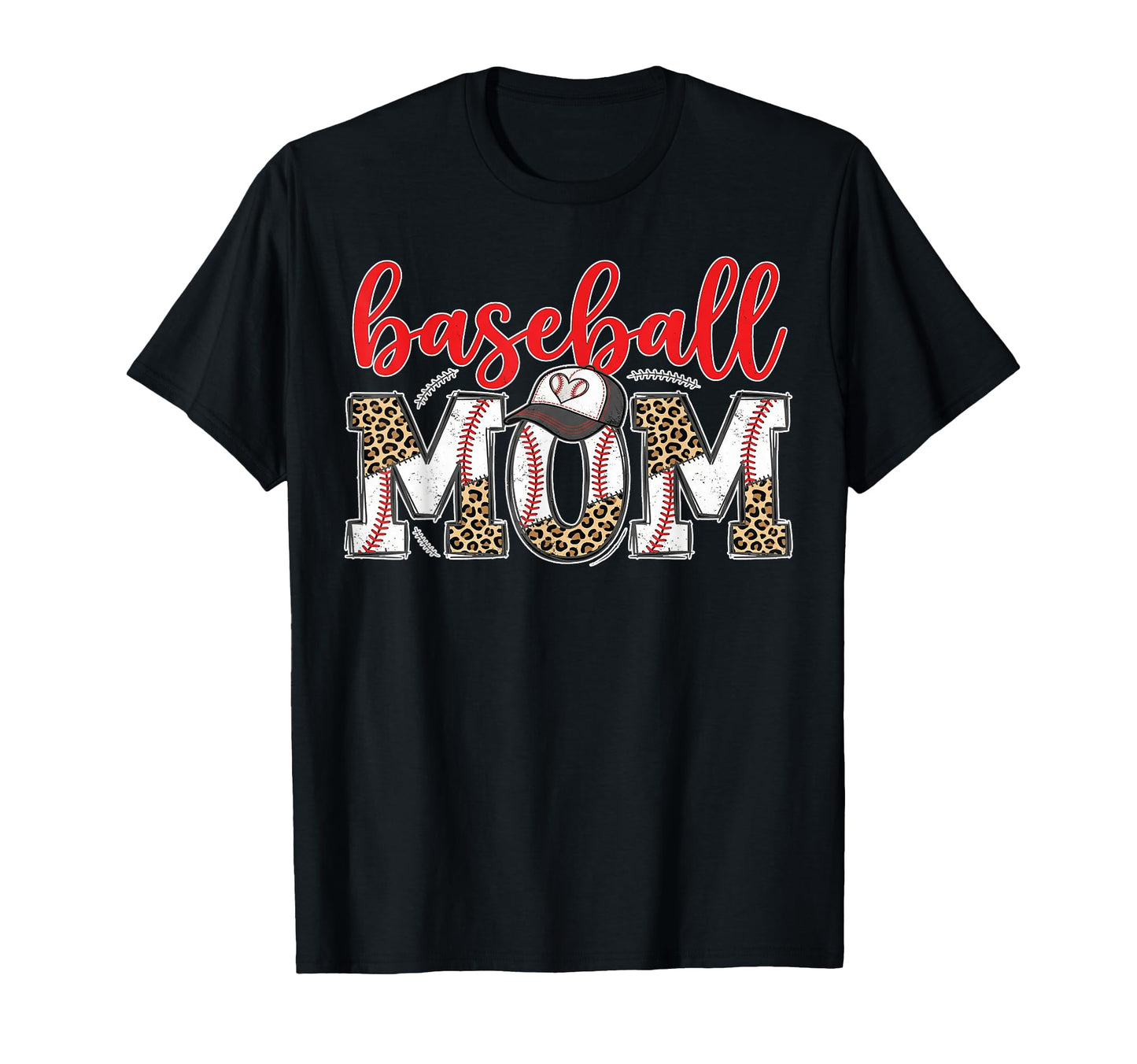 Baseball Mom Leopard Sports Mama Game T-Shirt - Minimalist Print Men Women - T-Shirt, Sweatshirt, Hoodie