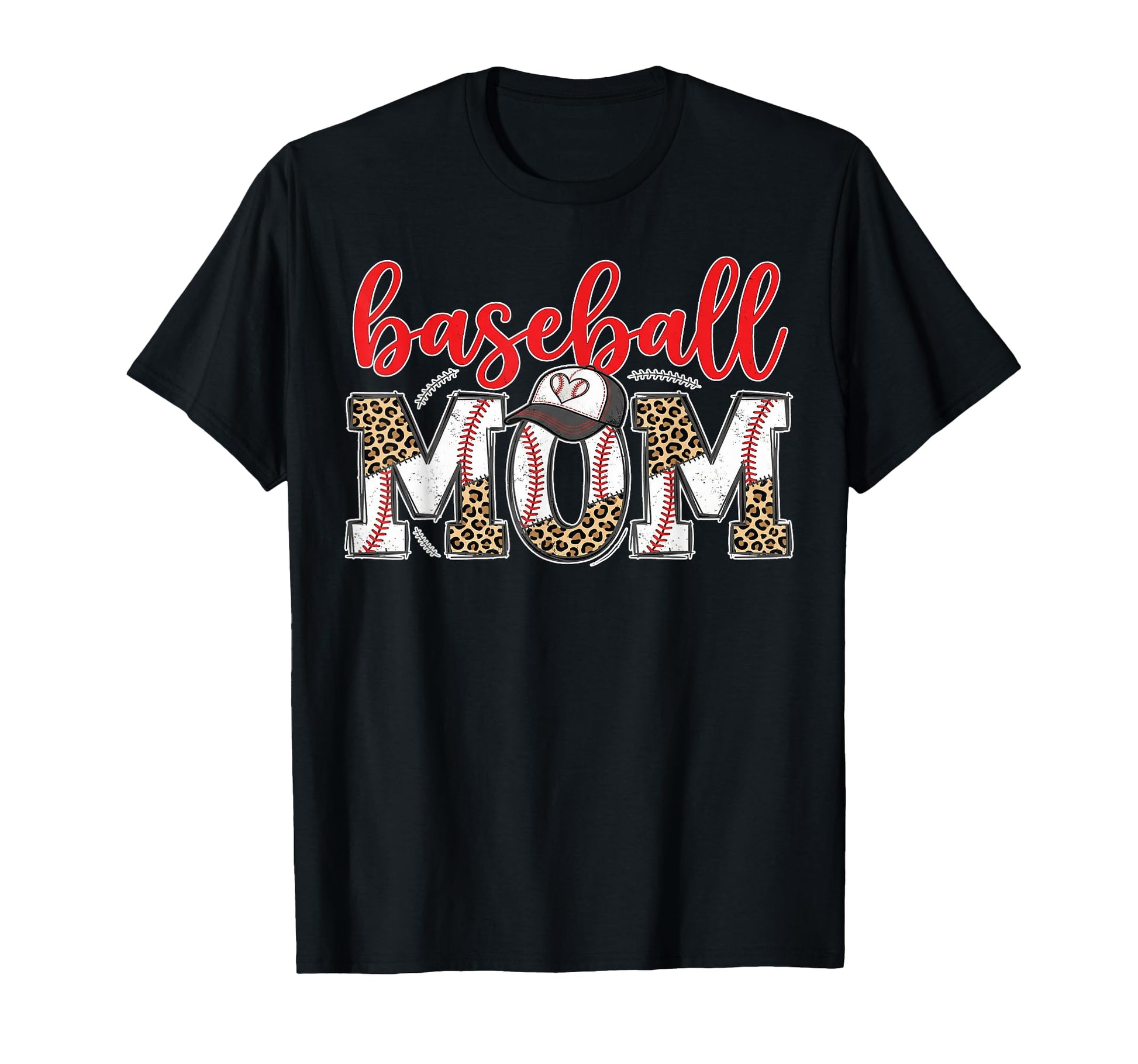 Baseball Mom Leopard Sports Mama Game T-Shirt - Minimalist Print Men Women - T-Shirt, Sweatshirt, Hoodie