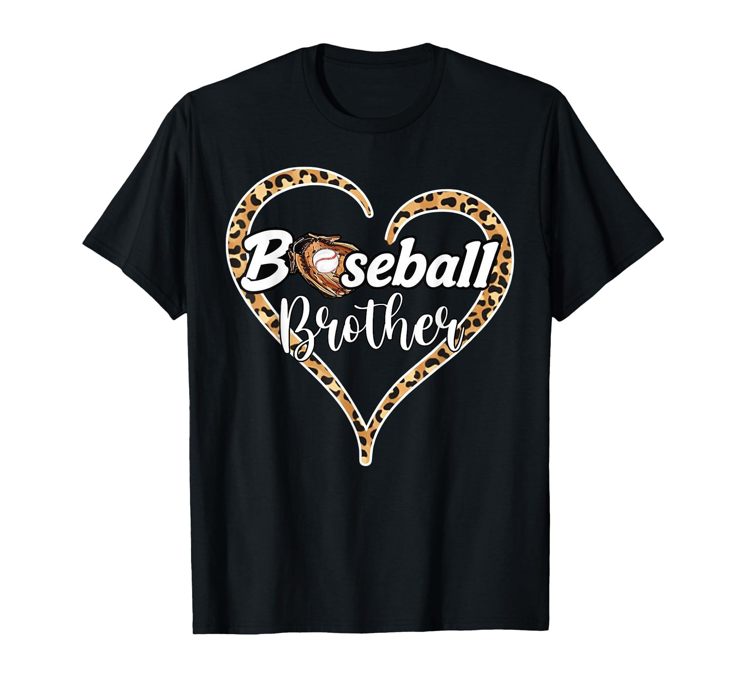 Baseball Brother Leopard Heart Family T-Shirt - Custom Art Print Unisex - T-Shirt, Sweatshirt, Hoodie