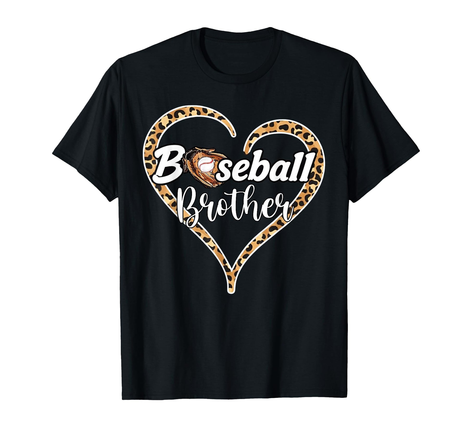 Baseball Brother Leopard Heart Family T-Shirt - Custom Art Print Unisex - T-Shirt, Sweatshirt, Hoodie
