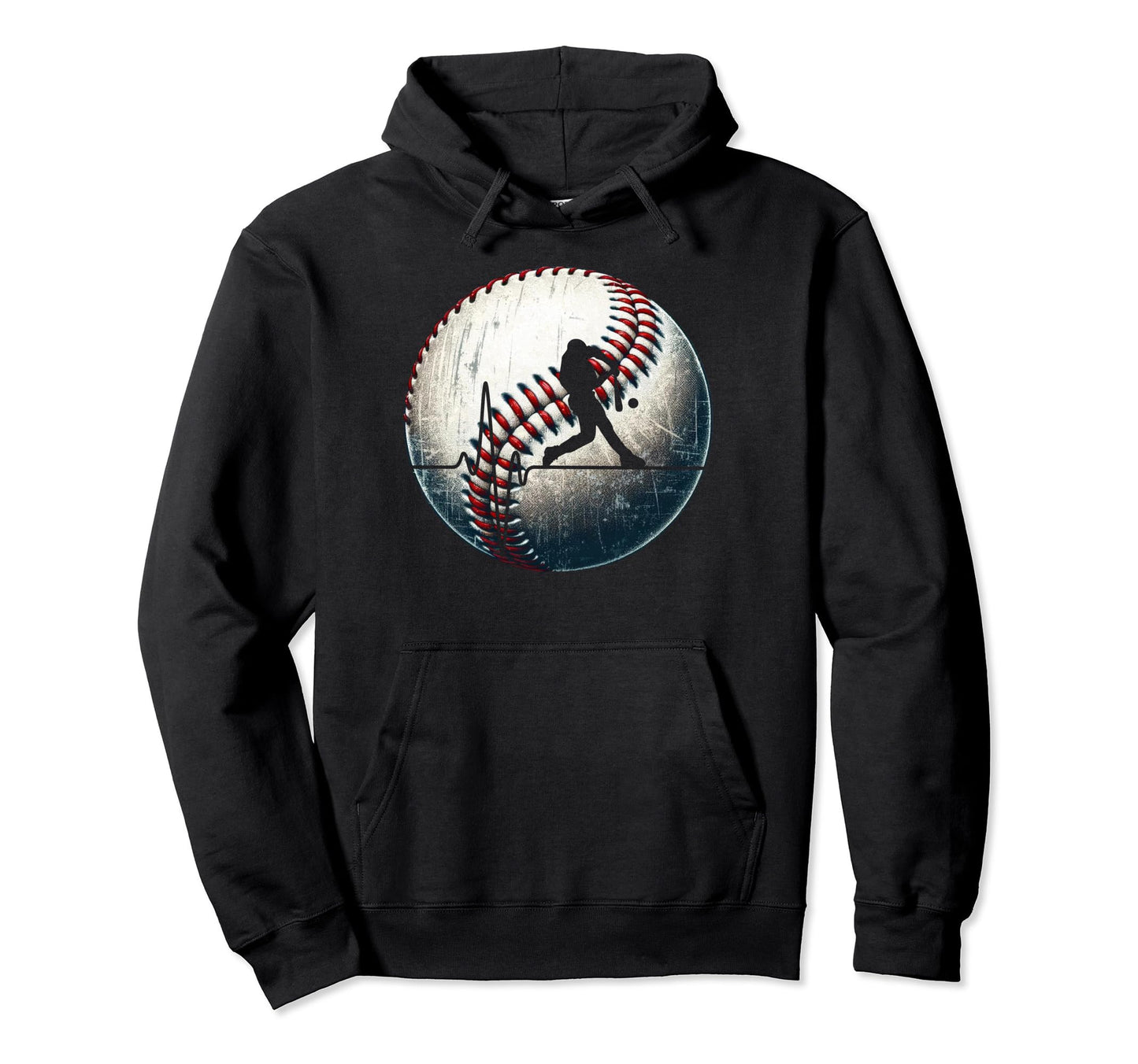 Baseball Distressed Grunge Hoodie - Casual Everyday Wear for Adults - T-Shirt, Sweatshirt, Hoodie