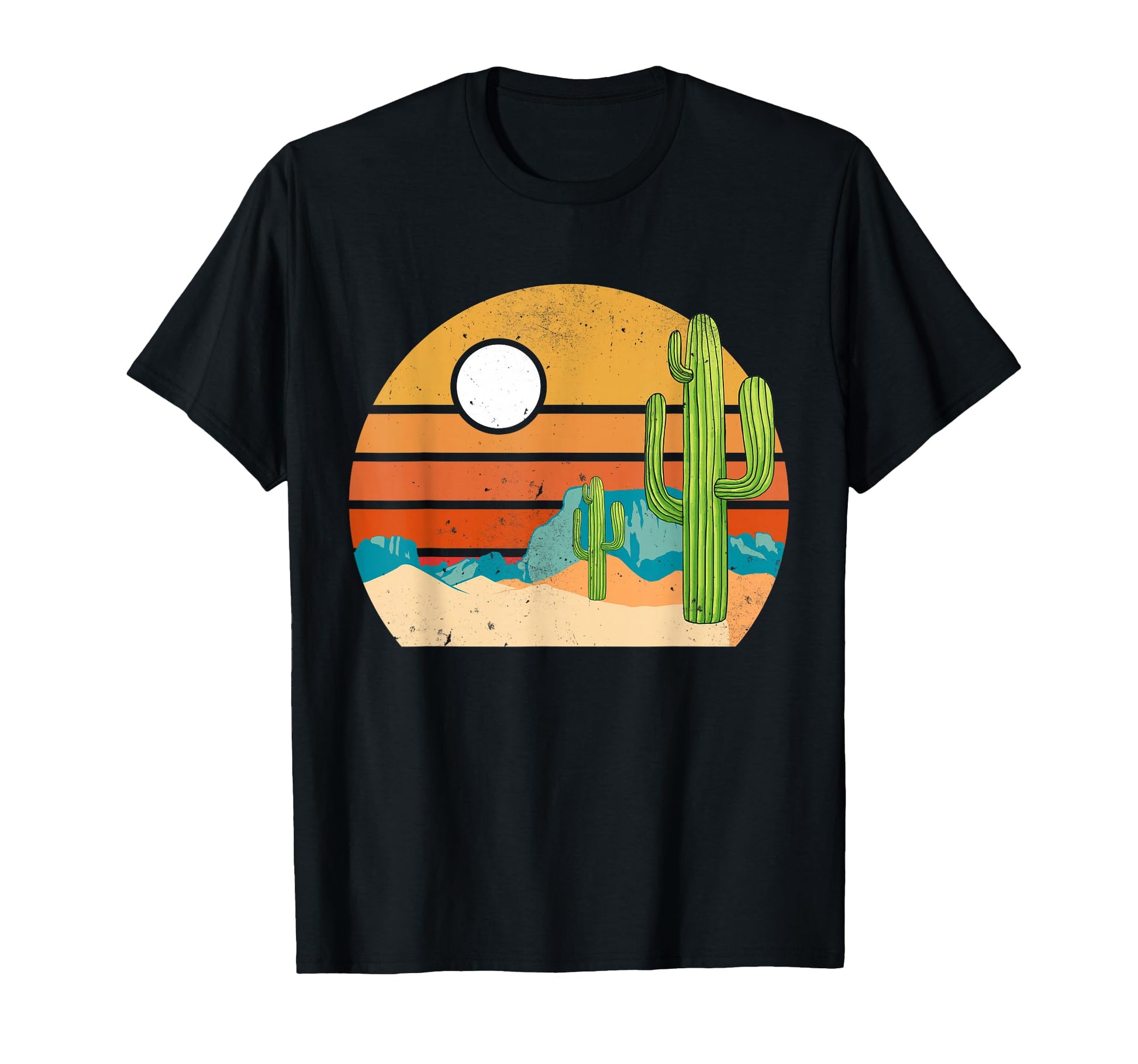 Desert 80S Cactus Scene T-Shirt - Casual Everyday Wear for Adults - T-Shirt, Sweatshirt, Hoodie
