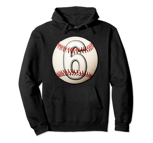 Baseball 6Th Birthday Sports Product Hoodie - Trendy Graphic for Adults - T-Shirt, Sweatshirt, Hoodie