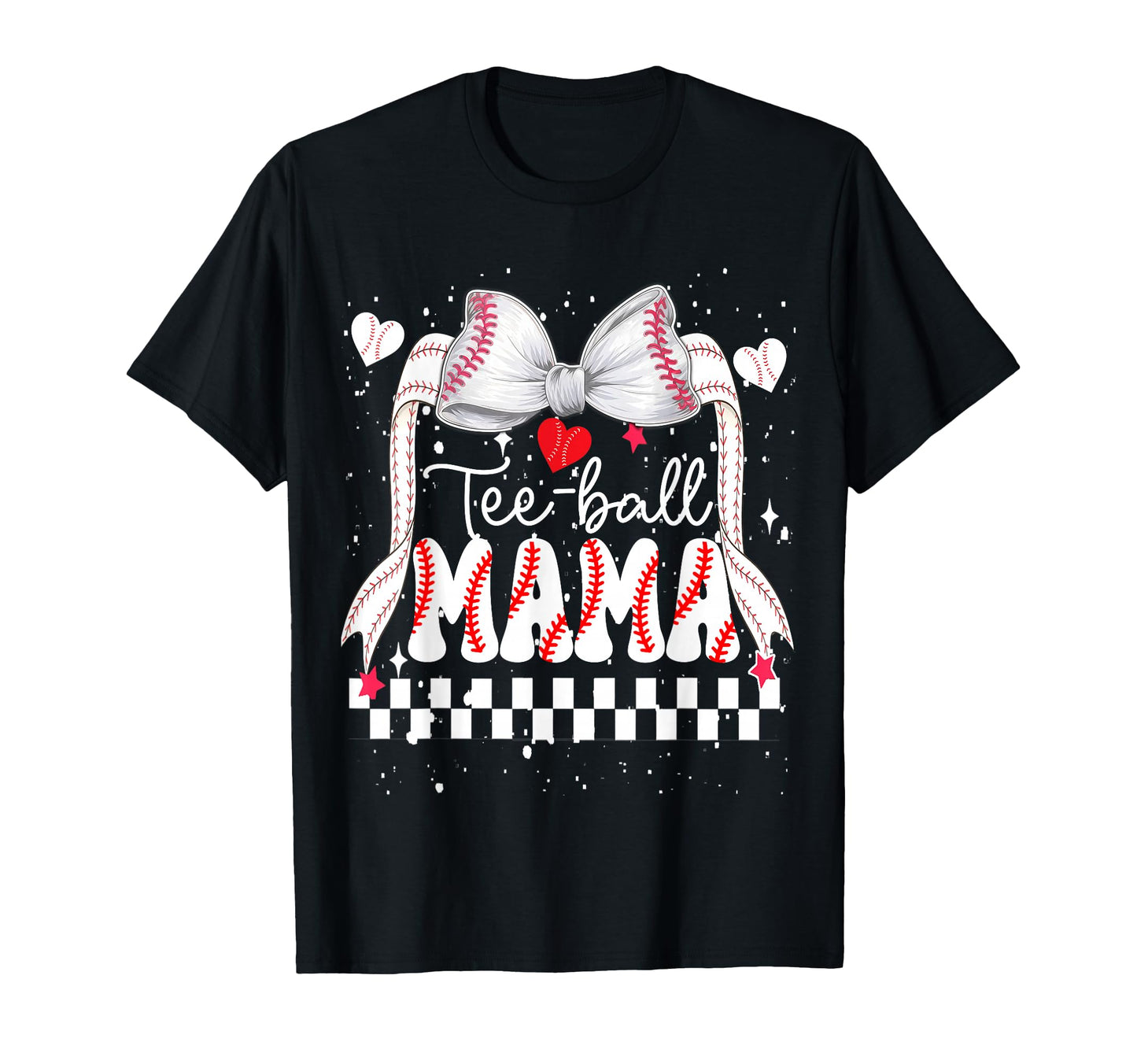 Ball Mom Mama Heart Bow Mothers Day T-Shirt - Minimalist Print Men Women - T-Shirt, Sweatshirt, Hoodie