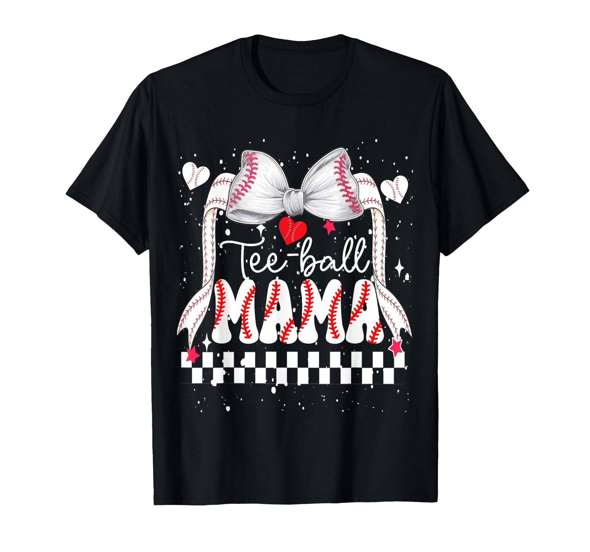Ball Mom Mama Heart Bow Mothers Day T-Shirt - Minimalist Print Men Women - T-Shirt, Sweatshirt, Hoodie