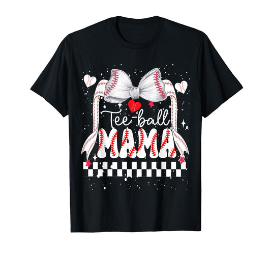 Ball Mom Mama Heart Bow Mothers Day T-Shirt - Minimalist Print Men Women - T-Shirt, Sweatshirt, Hoodie
