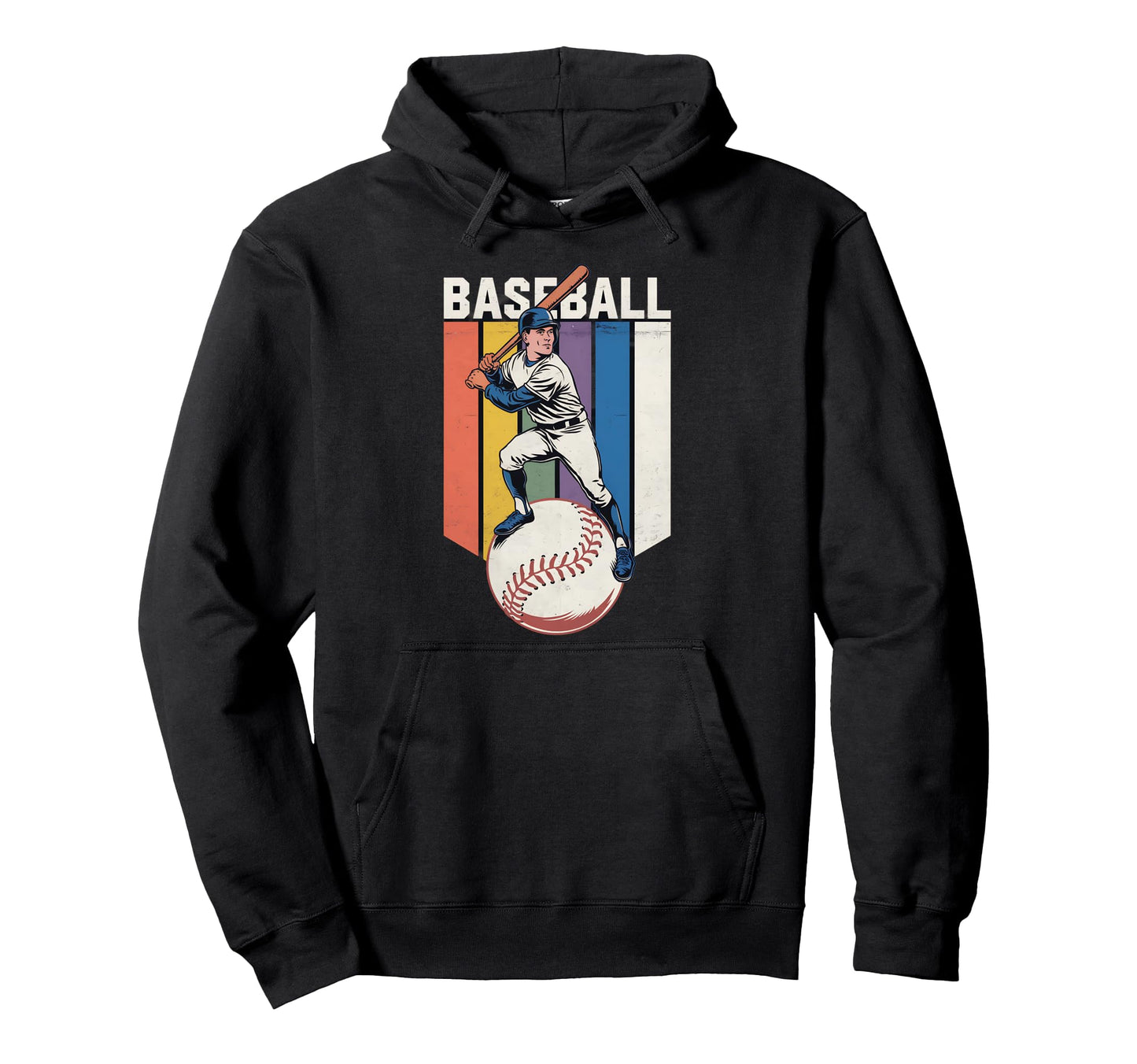 Baseball Player Sports Rainbow Stripes Hoodie - Unique Graphic Men Women - T-Shirt, Sweatshirt, Hoodie