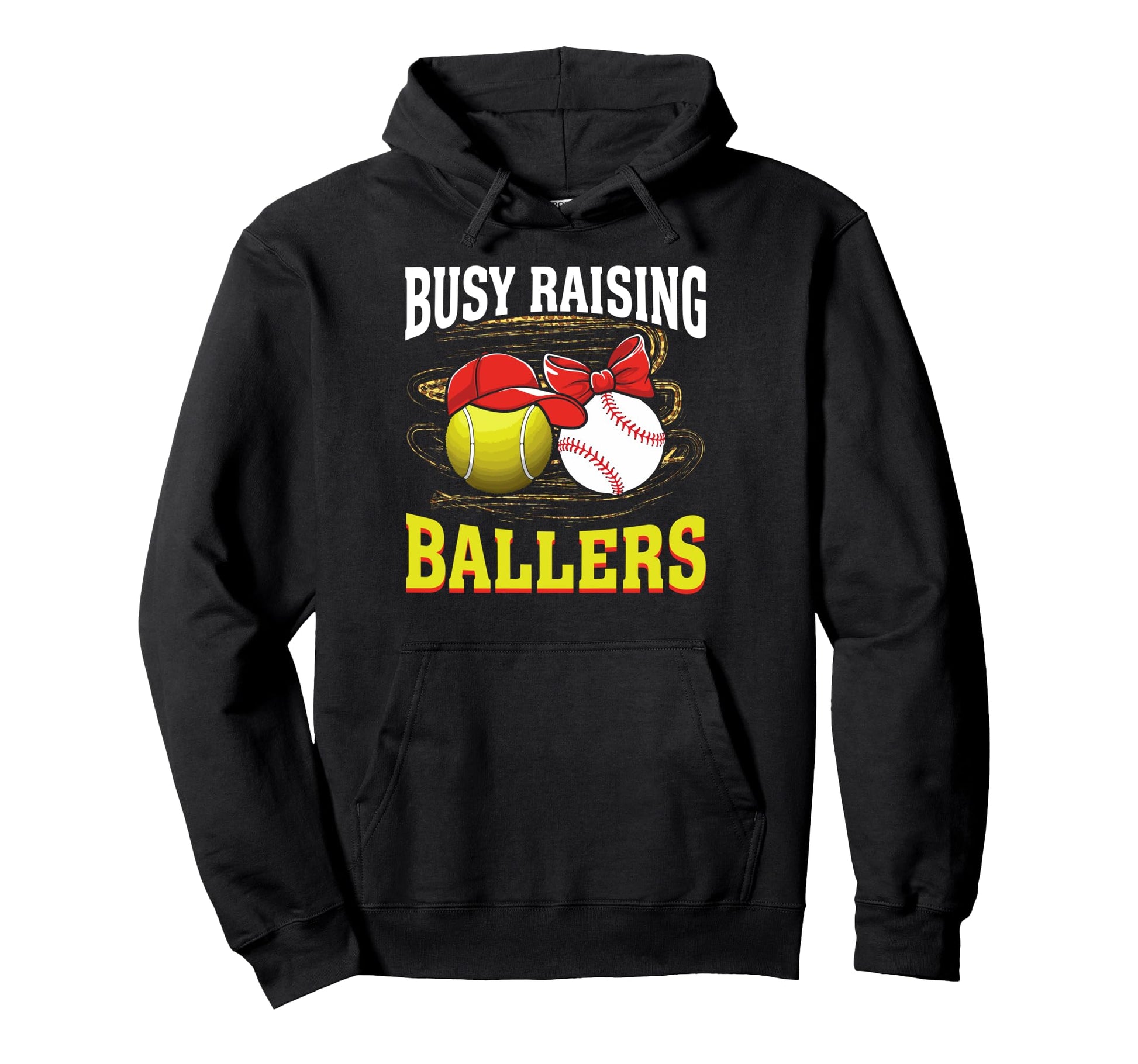 Busy Raising Ballers Tennis Baseball Hoodie - Streetwear Style for Adults - T-Shirt, Sweatshirt, Hoodie