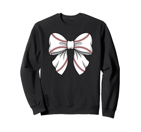 Baseball Coquette Bow Sweatshirt - Custom Art Print for Adults - T-Shirt, Sweatshirt, Hoodie