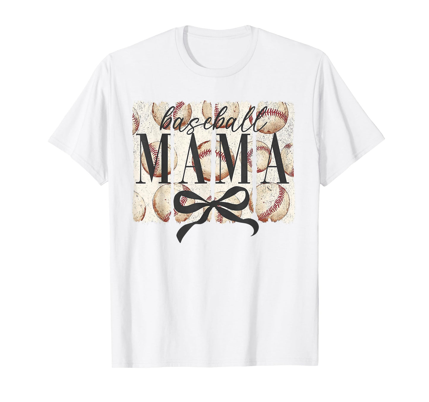 Baseball Mama Mom Coquette Bow Happy T-Shirt - Graphic Print for Adults - T-Shirt, Sweatshirt, Hoodie