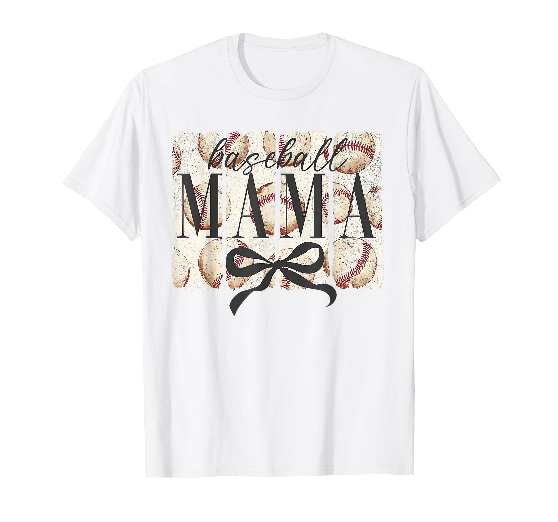 Baseball Mama Mom Coquette Bow Happy T-Shirt - Graphic Print for Adults - T-Shirt, Sweatshirt, Hoodie