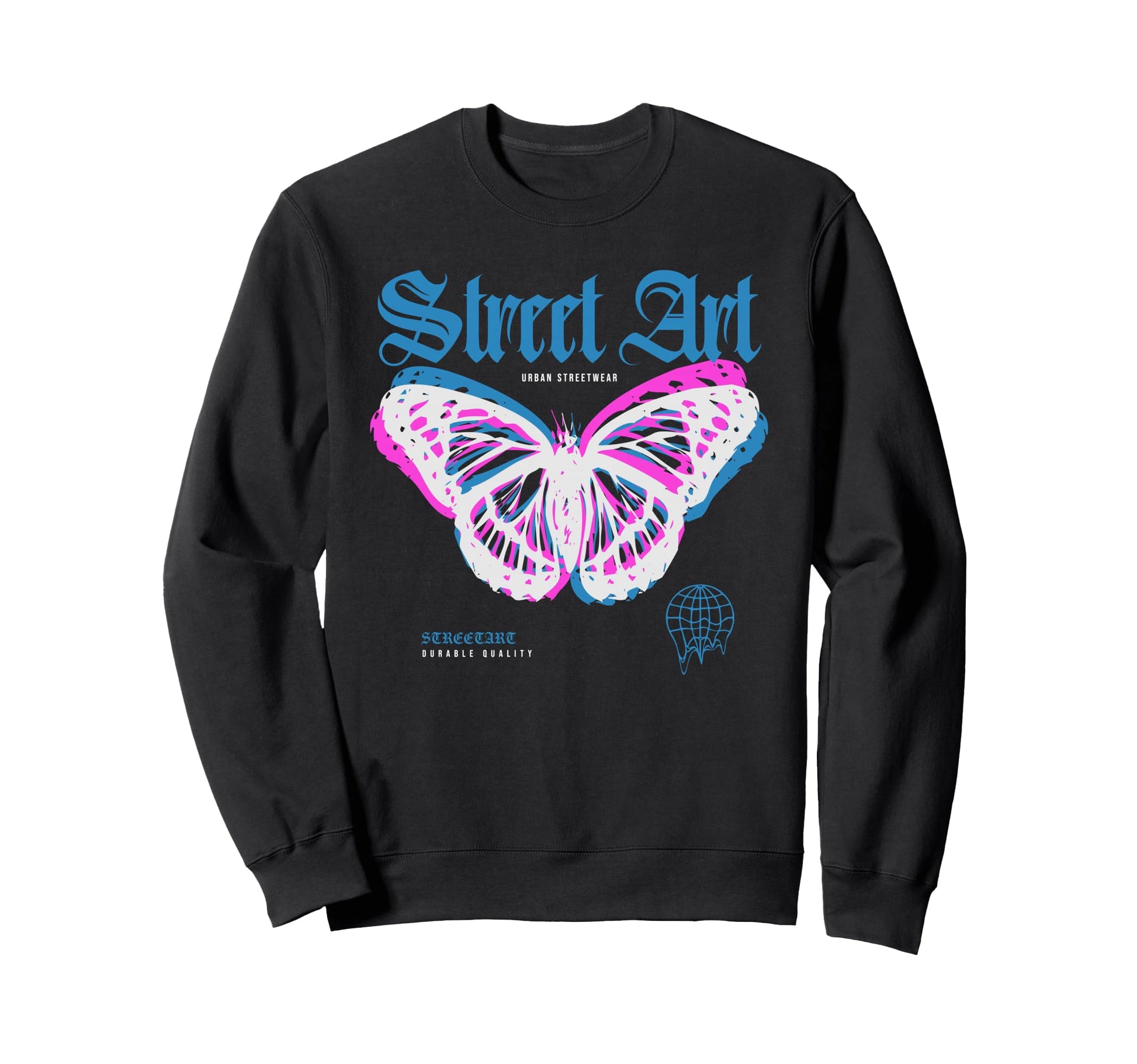 Butterfly Street Art Y2K Grunge Sweatshirt - Trendy Graphic Men Women - T-Shirt, Sweatshirt, Hoodie