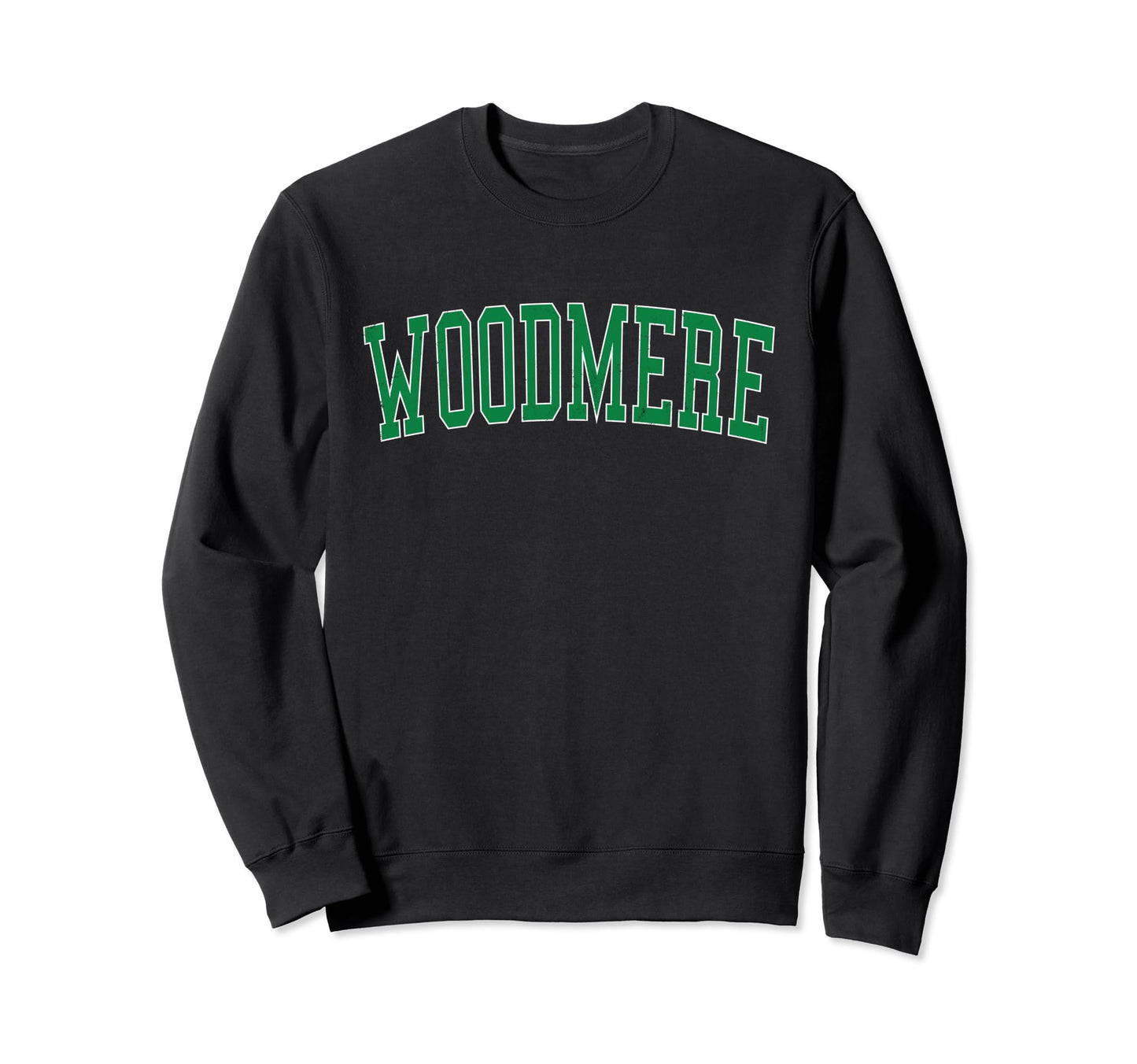 Woodmere La Distressed Green Varsity Sweatshirt - Trendy Graphic Men Women - T-Shirt, Sweatshirt, Hoodie