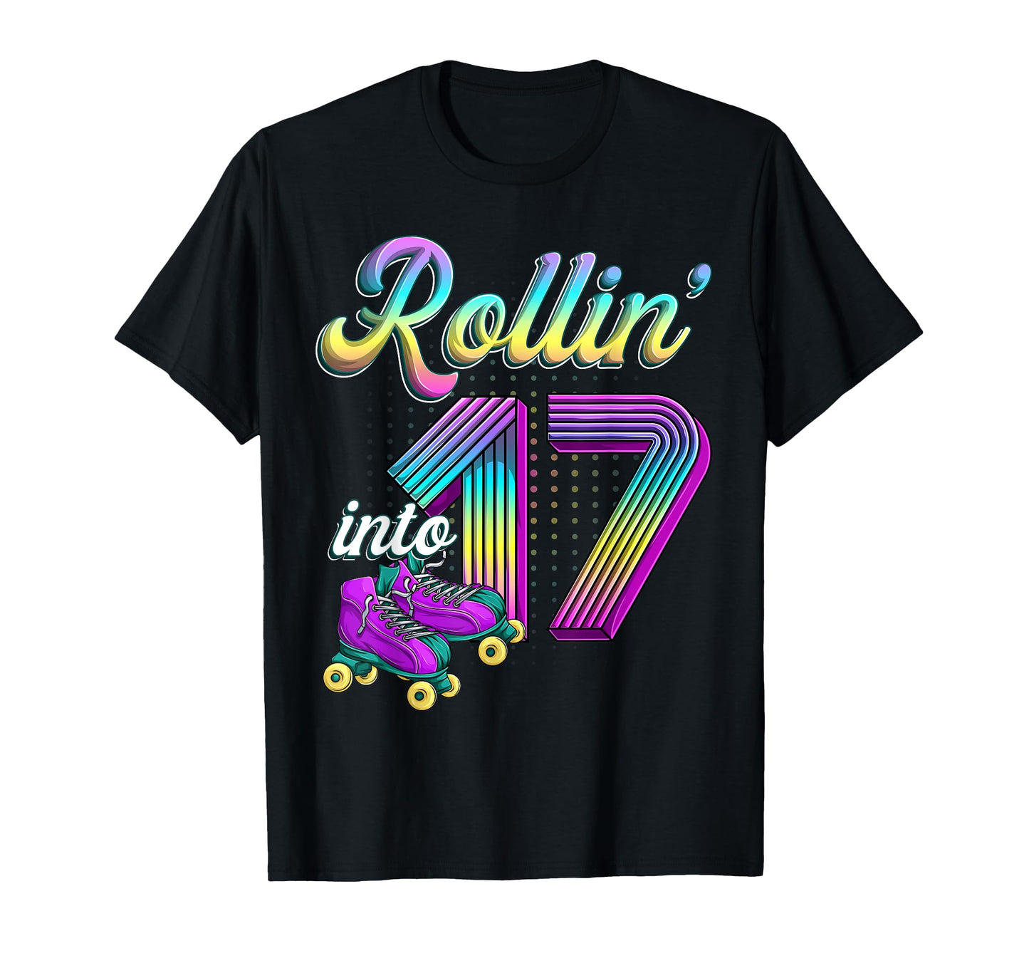 Rolling Into 17 Roller Skates 17Th T-Shirt - Minimalist Print for Adults - T-Shirt, Sweatshirt, Hoodie