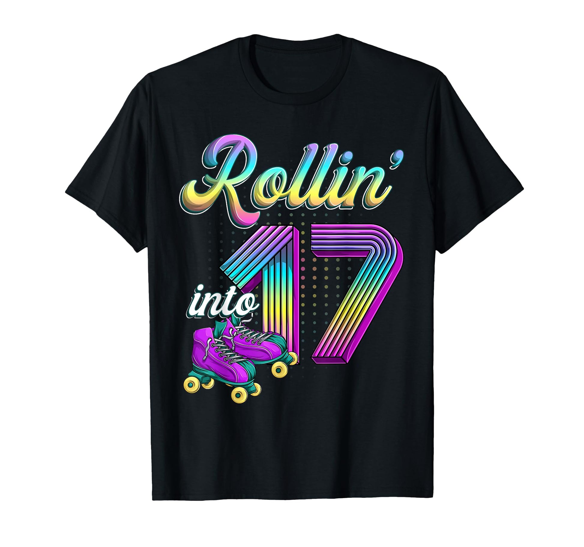 Rolling Into 17 Roller Skates 17Th T-Shirt - Minimalist Print for Adults - T-Shirt, Sweatshirt, Hoodie