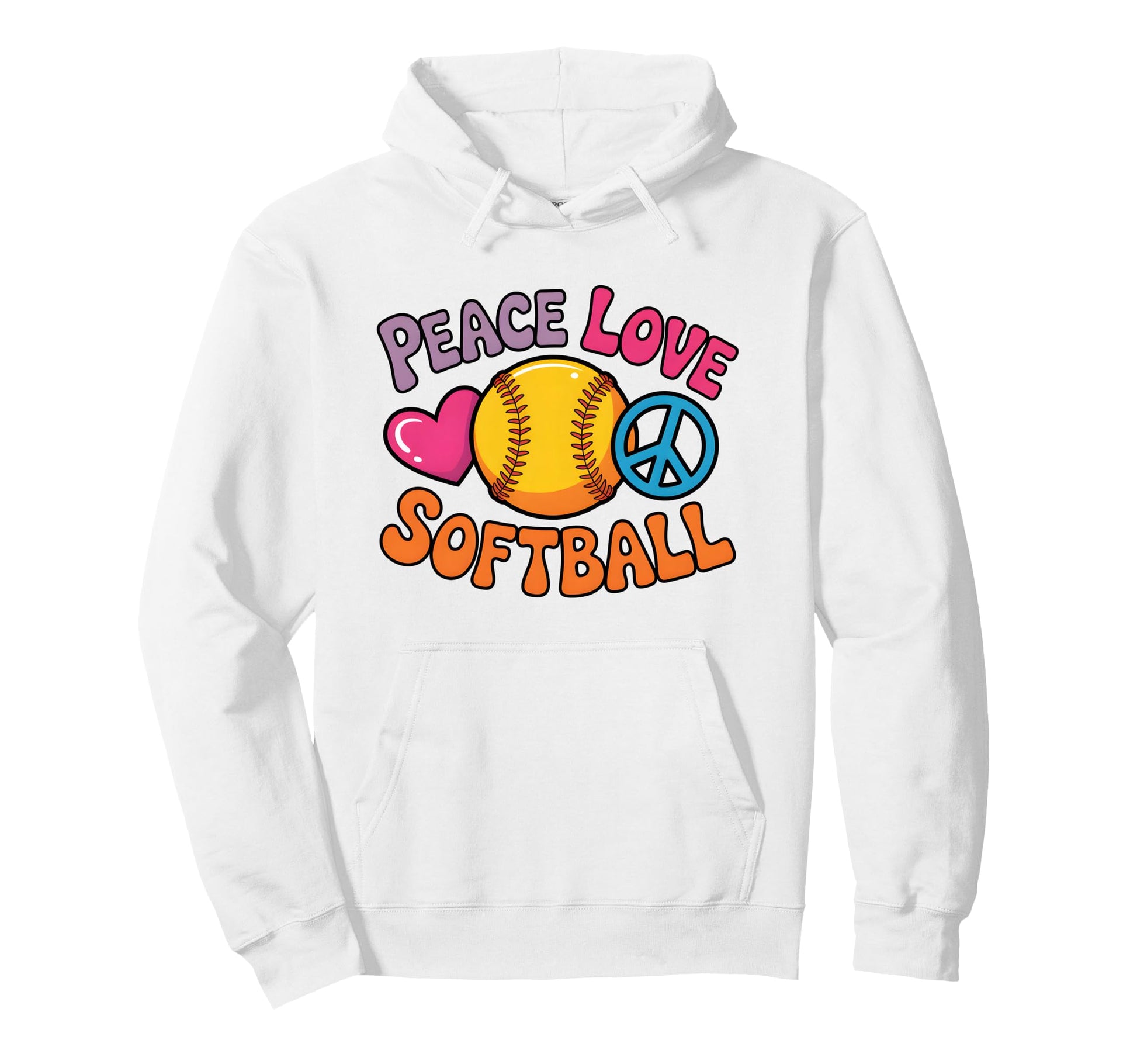 Peace Love Softball Sports Softball Player Hoodie - Streetwear Style Unisex - T-Shirt, Sweatshirt, Hoodie