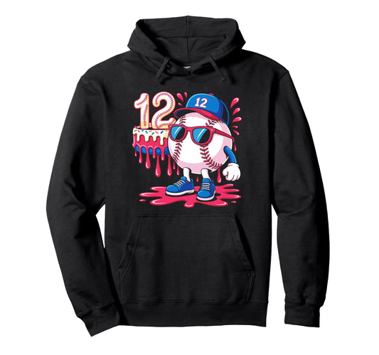 Baseball 12 Year Old Ice Cream Drip 12Th Hoodie - Aesthetic Graphic Unisex - T-Shirt, Sweatshirt, Hoodie
