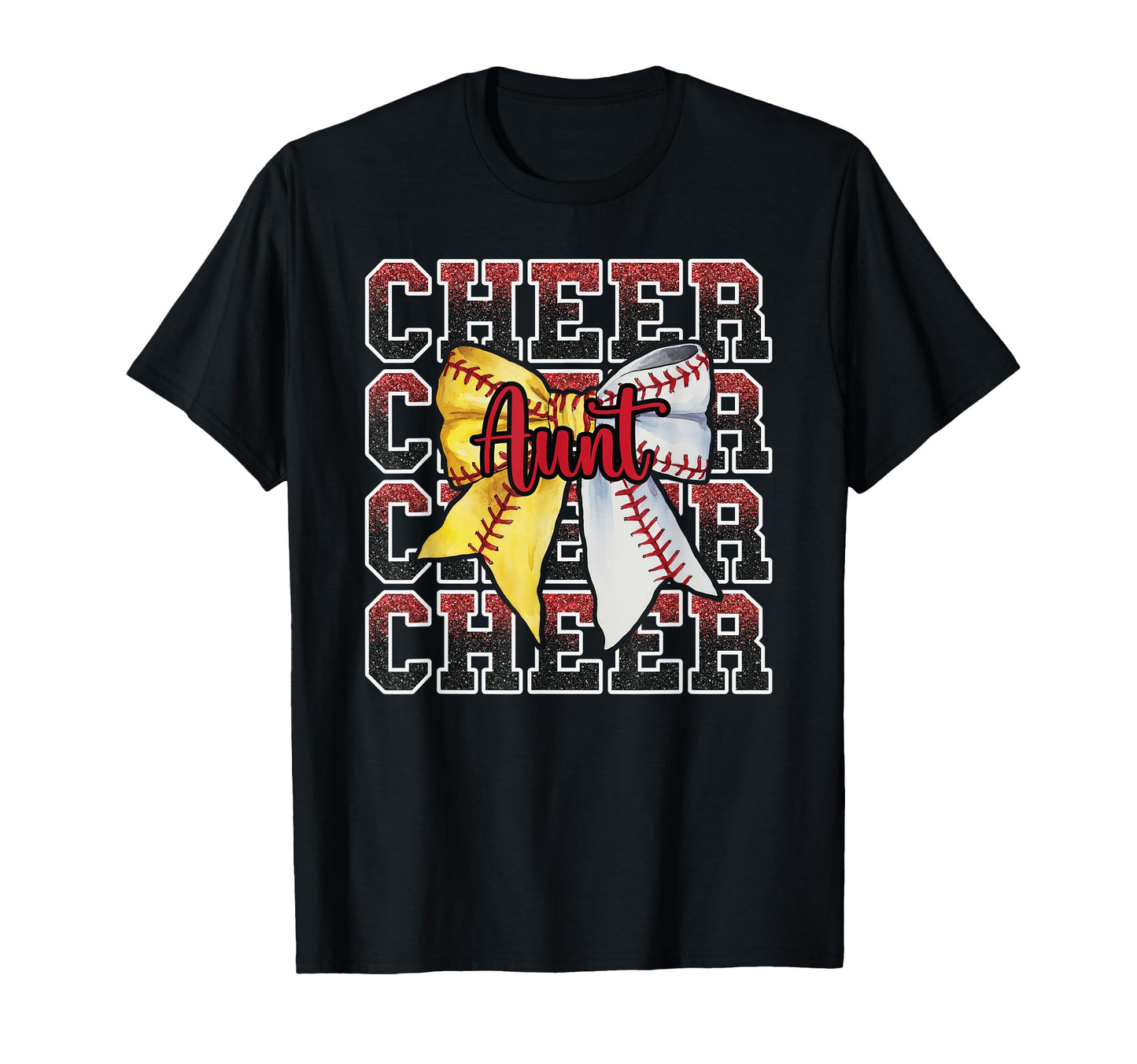 Proud Cheer Aunt Coquette Bow Sport T-Shirt - Novelty Apparel Unisex - T-Shirt, Sweatshirt, Hoodie
