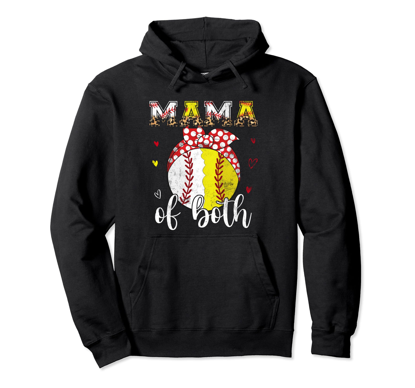 Mama Both Baseball Softball Bandana Leopard Hoodie - Graphic Print Unisex - T-Shirt, Sweatshirt, Hoodie