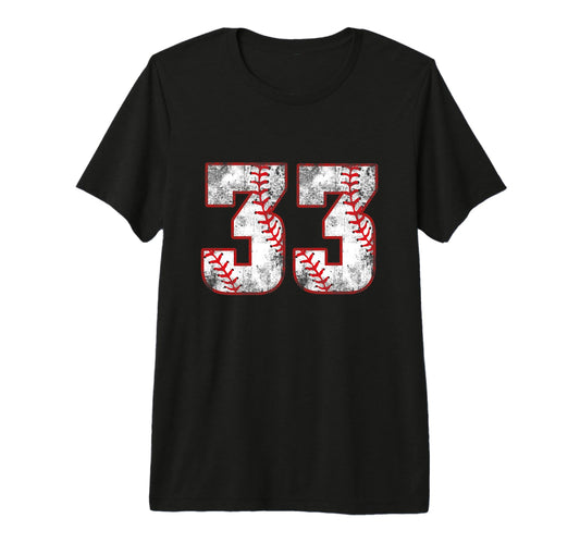 Baseball 33 Jersey Number Tri Blend T-Shirt - Minimalist Print for Adults - T-Shirt, Sweatshirt, Hoodie