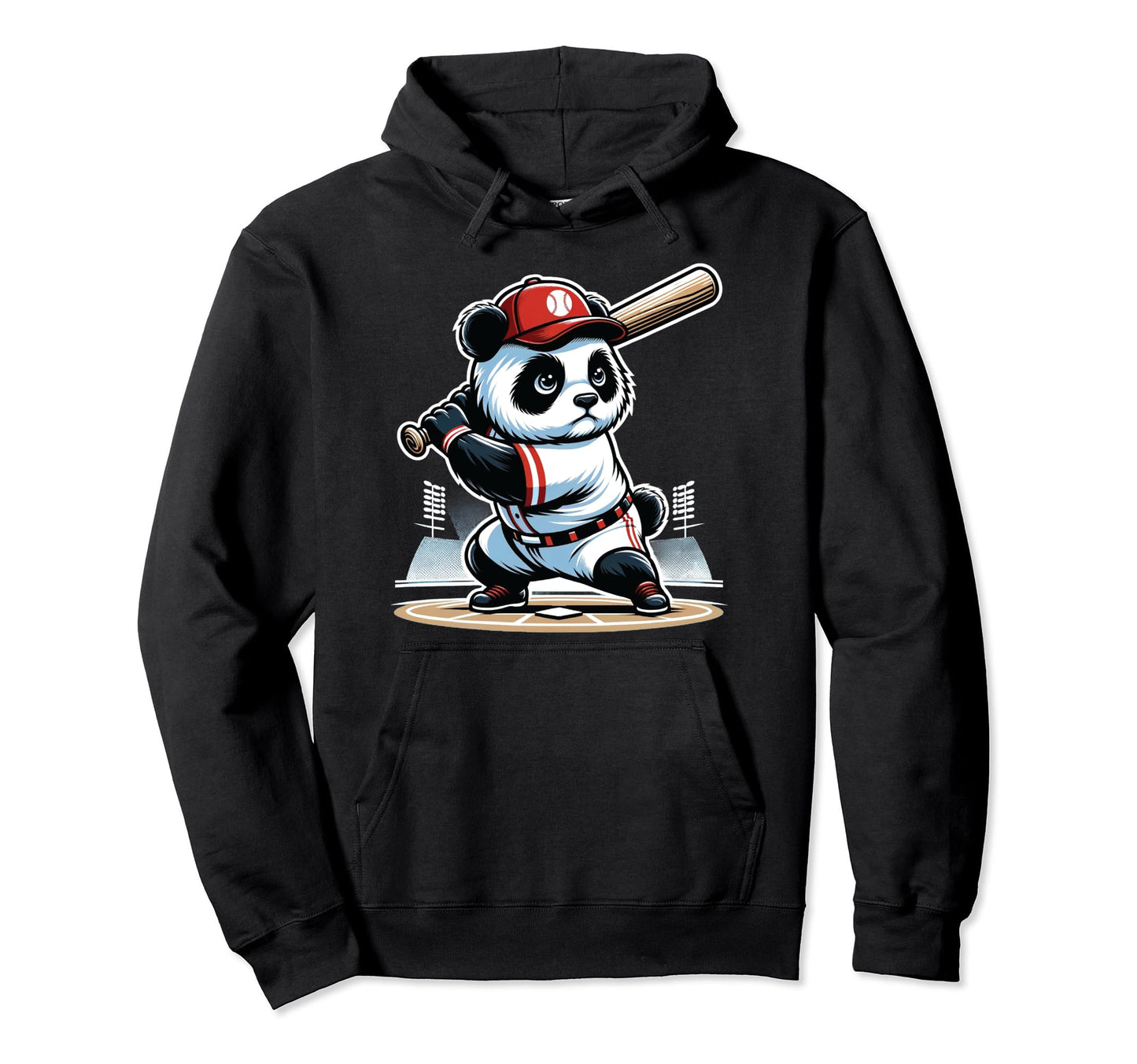 Baseball Panda Home Run Sports Hoodie - Minimalist Print Men Women - T-Shirt, Sweatshirt, Hoodie