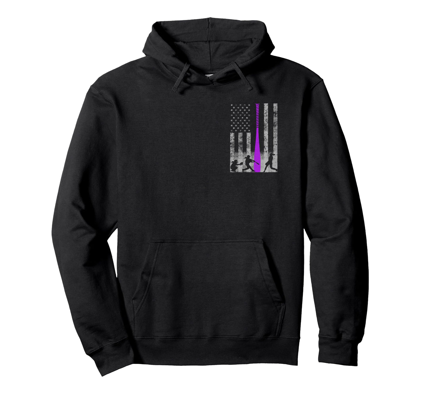 Softball Flag Purple Softball Bat Hoodie - Minimalist Print for Adults - T-Shirt, Sweatshirt, Hoodie