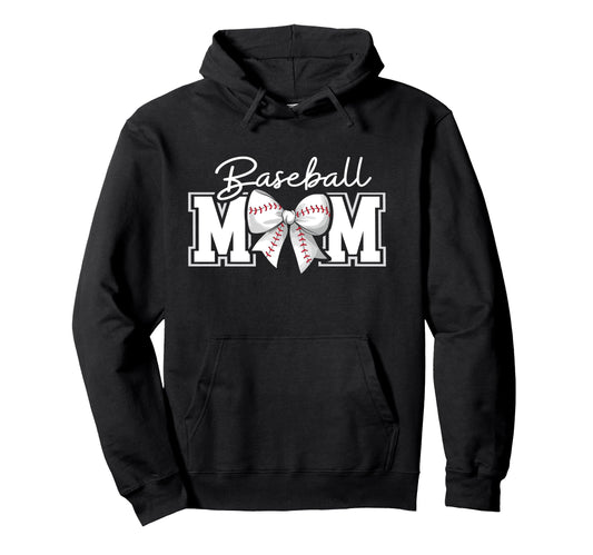 Baseball Coquette Bow Baseball Mom Game Day Hoodie - Unique Graphic Unisex - T-Shirt, Sweatshirt, Hoodie
