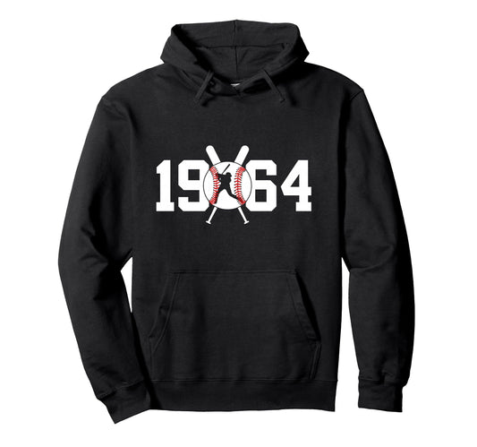 1964 Baseball 62Nd Birthday Hoodie - Trendy Graphic Men Women - T-Shirt, Sweatshirt, Hoodie