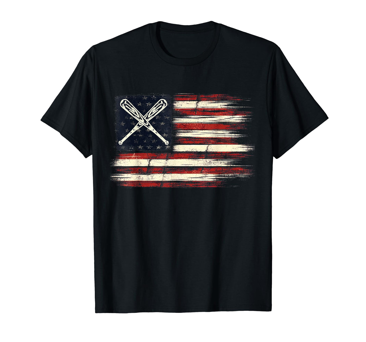 Distressed Flag Patriotic Mens Baseball T-Shirt - Minimalist Print Unisex - T-Shirt, Sweatshirt, Hoodie