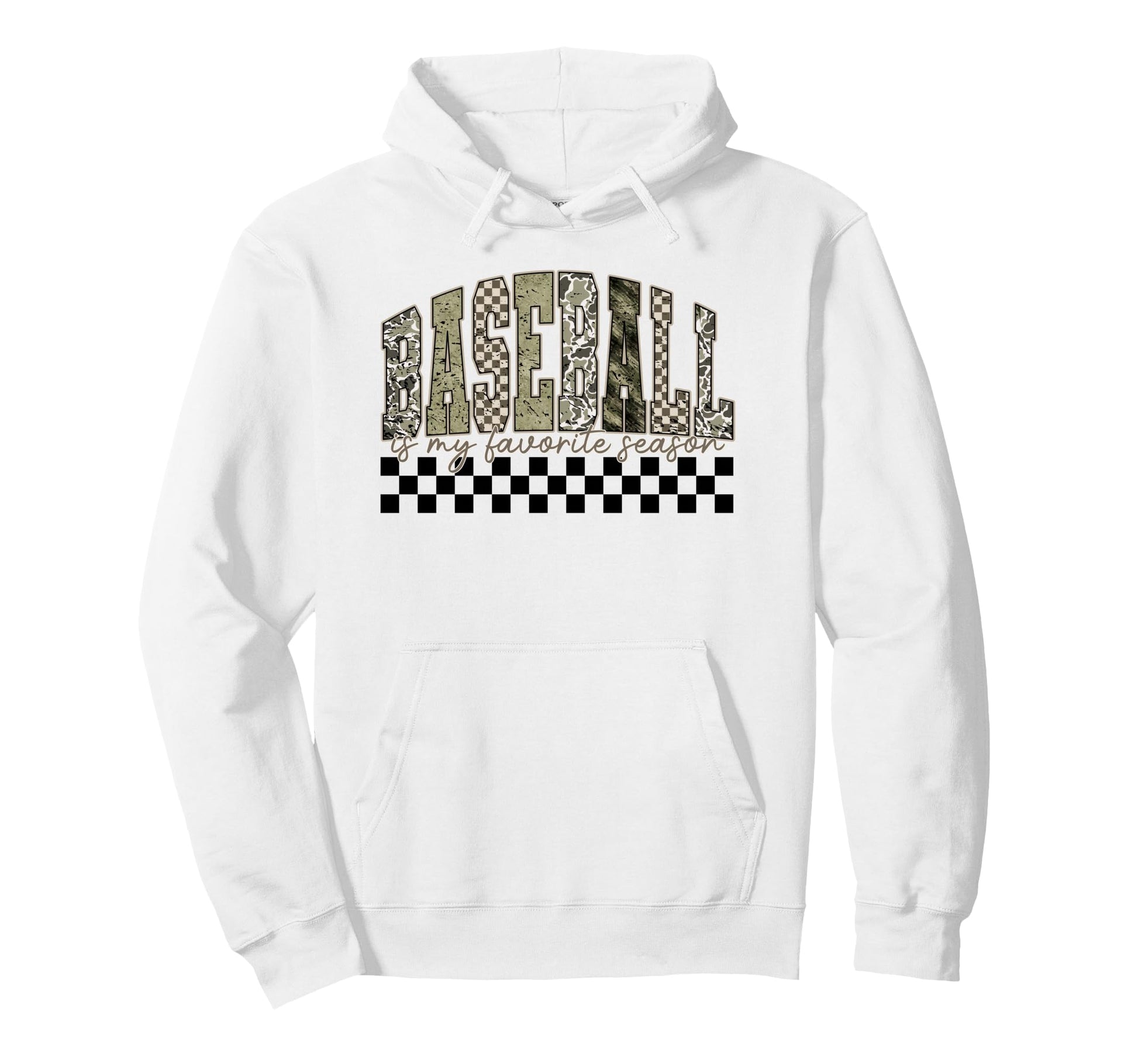 Old School Camo Checkered Baseball Is My Hoodie - Graphic Print for Adults - T-Shirt, Sweatshirt, Hoodie