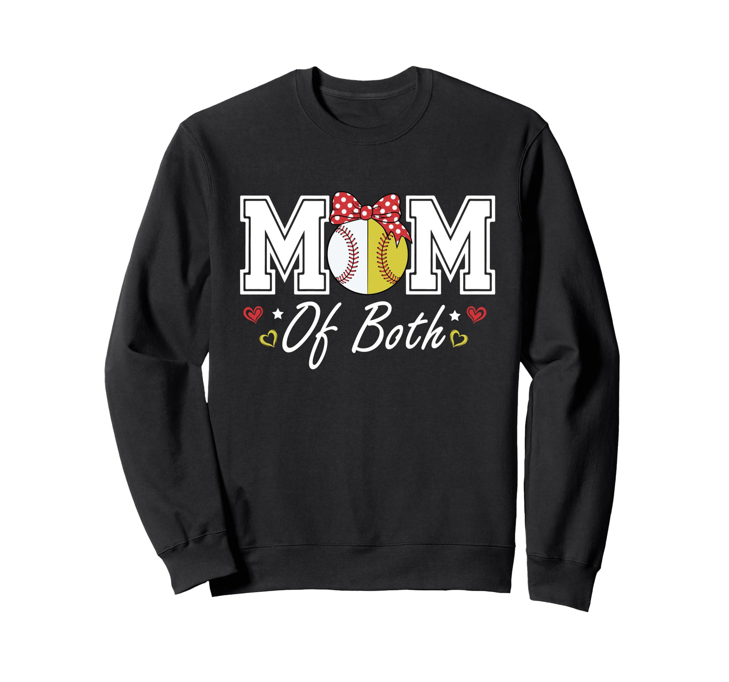 Softball Baseball Mom Both Bow Coquet Sweatshirt - Unique Graphic Unisex - T-Shirt, Sweatshirt, Hoodie