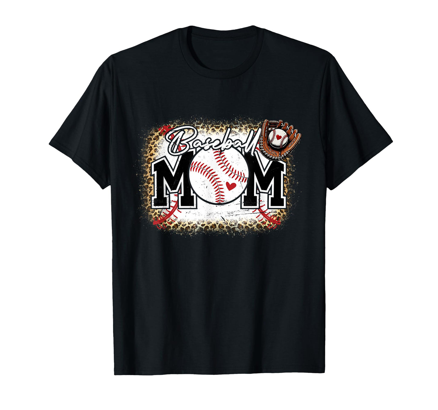 Bleached Baseball Mom Leopard Baseball T-Shirt - Graphic Print for Adults - T-Shirt, Sweatshirt, Hoodie