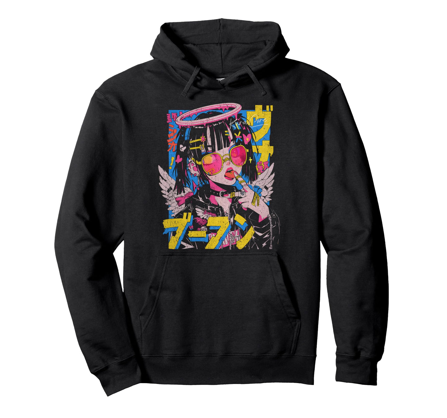 Japanese Streetwear Cyberpunk Angel Y2K Hoodie - Unique Graphic Men Women - T-Shirt, Sweatshirt, Hoodie
