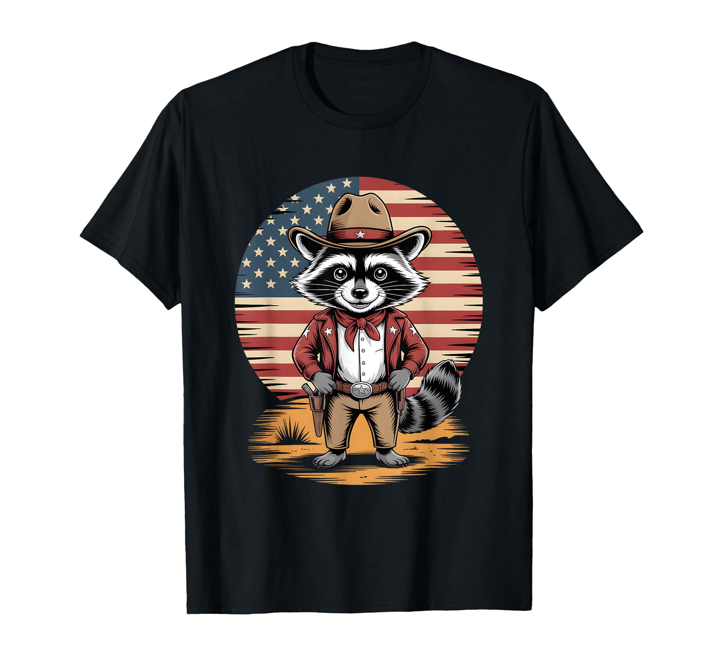 Funny Raccoon Sheriff Western Cowboy T-Shirt - Minimalist Print Men Women - T-Shirt, Sweatshirt, Hoodie