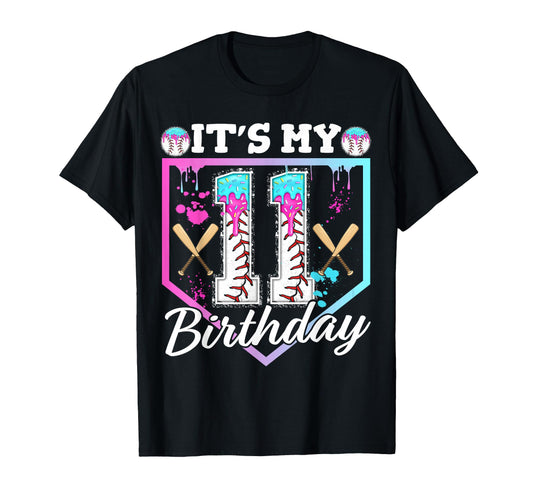 Baseball Drip 11 Year Old Ice Cream Drip T-Shirt - Unique Graphic Unisex - T-Shirt, Sweatshirt, Hoodie