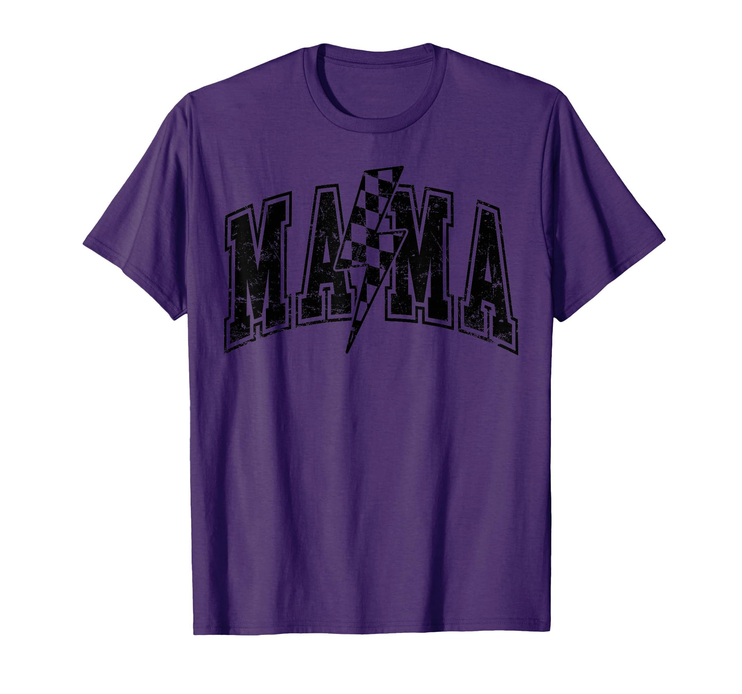Mama Lightning Bolt Checkered Varsity T-Shirt - Aesthetic Graphic Unisex - T-Shirt, Sweatshirt, Hoodie