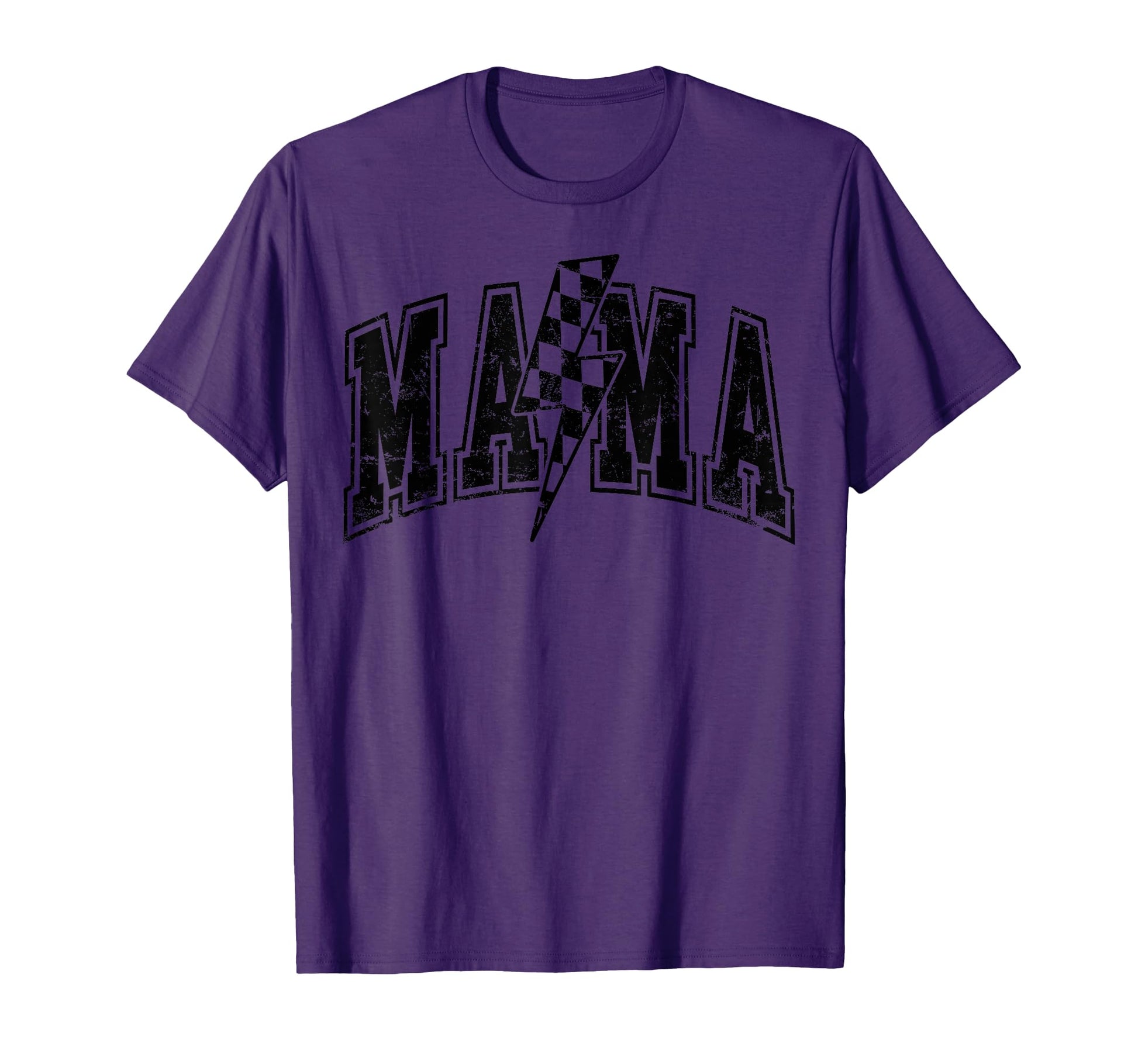 Mama Lightning Bolt Checkered Varsity T-Shirt - Aesthetic Graphic Unisex - T-Shirt, Sweatshirt, Hoodie
