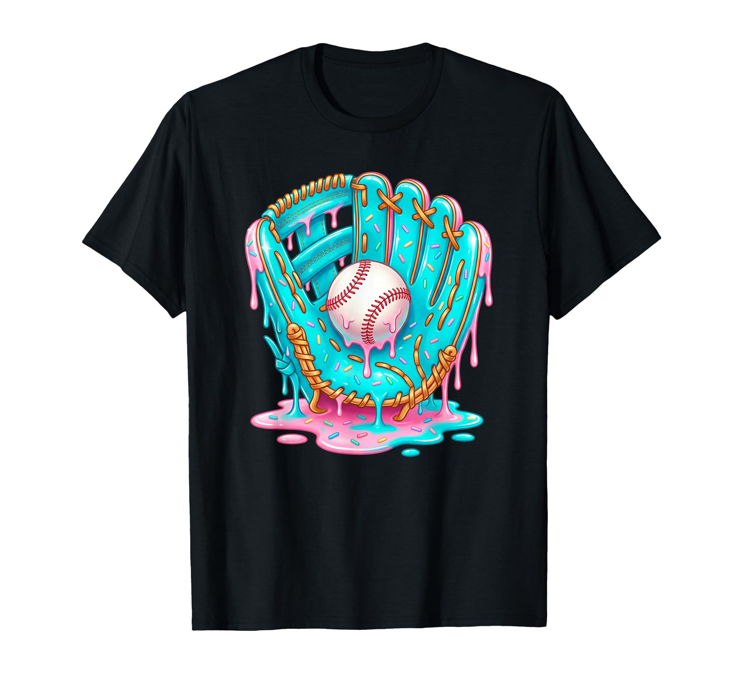 Baseball Drip Ice Cream Blue Glove T-Shirt - Streetwear Style Men Women - T-Shirt, Sweatshirt, Hoodie