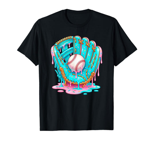 Baseball Drip Ice Cream Blue Glove T-Shirt - Streetwear Style Men Women - T-Shirt, Sweatshirt, Hoodie