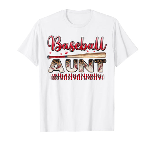 Baseball Aunt Funny Leopard Baseball T-Shirt - Minimalist Print Men Women - T-Shirt, Sweatshirt, Hoodie