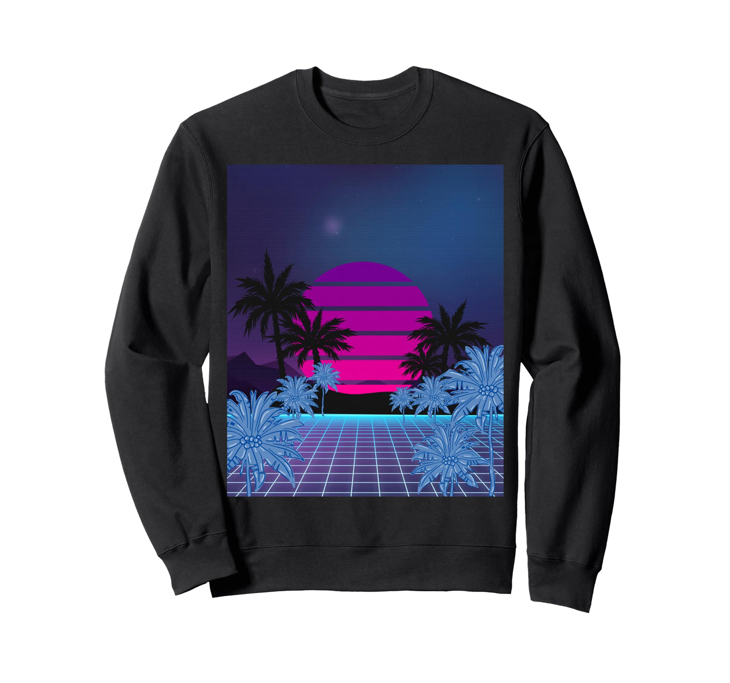 80S Vaporwave Palm Trees Sweatshirt - Casual Everyday Wear Men Women - T-Shirt, Sweatshirt, Hoodie