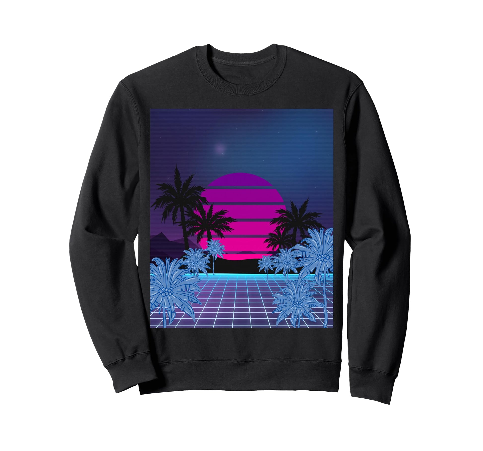 80S Vaporwave Palm Trees Sweatshirt - Casual Everyday Wear Men Women - T-Shirt, Sweatshirt, Hoodie