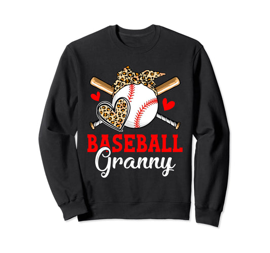 Baseball Granny Leopard Heart Funny Sweatshirt - Novelty Apparel Men Women - T-Shirt, Sweatshirt, Hoodie
