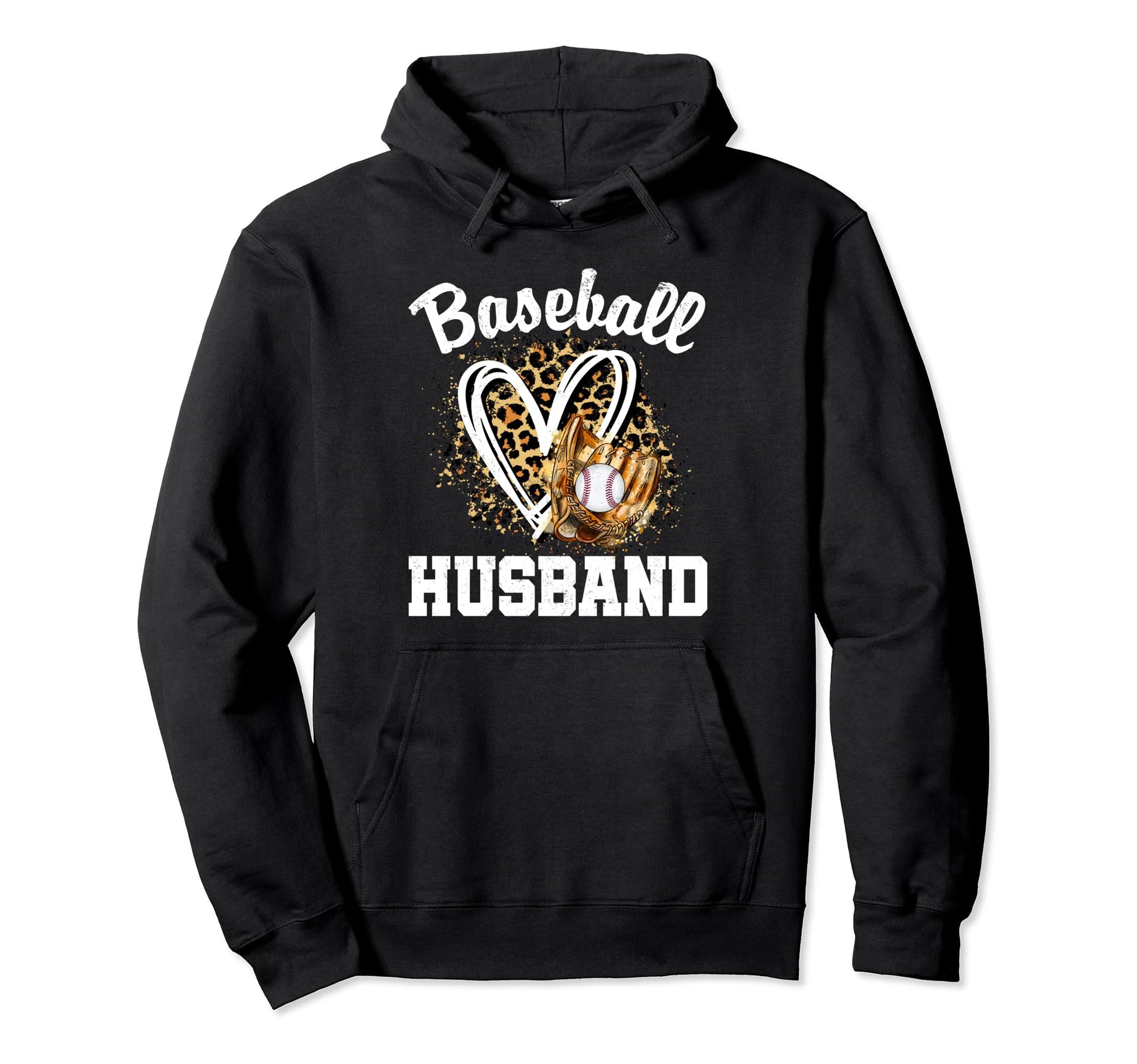 Baseball Husband Leopard Heart Hoodie - Custom Art Print for Adults - T-Shirt, Sweatshirt, Hoodie