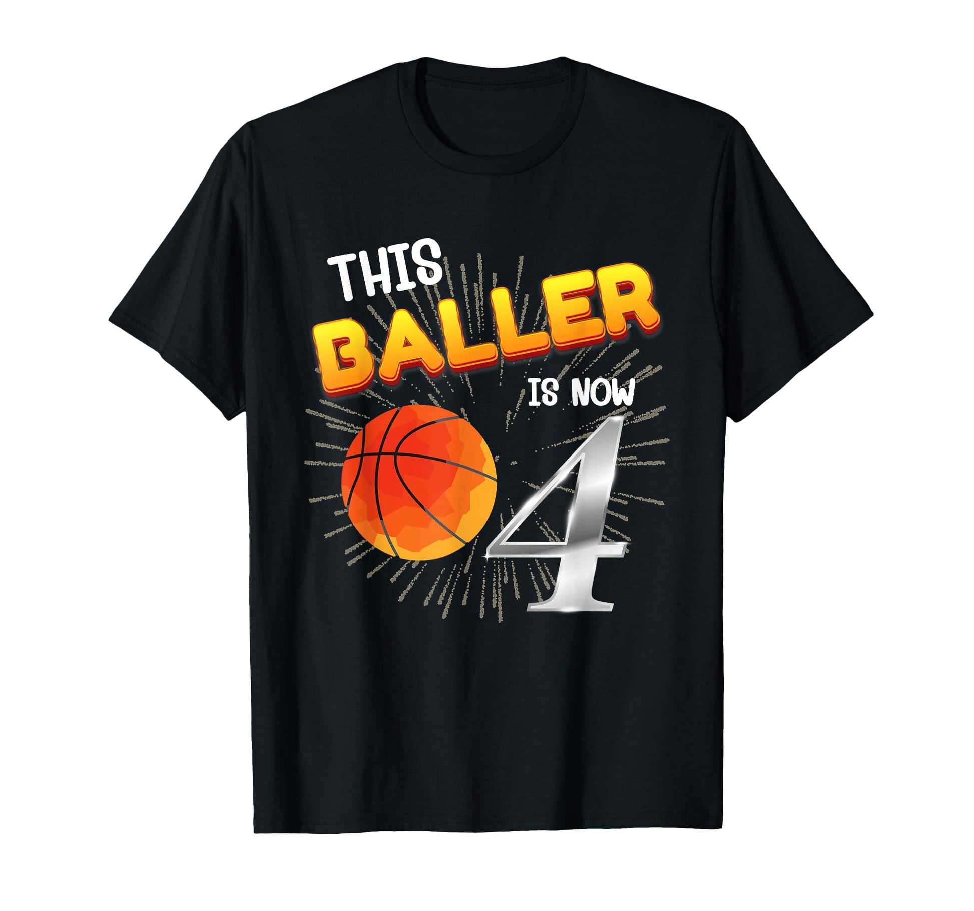 This Baller Is Now 4 Birthday Baseball T-Shirt - Graphic Print for Adults - T-Shirt, Sweatshirt, Hoodie