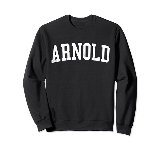 Arnold Mo Distressed White Varsity Sweatshirt - Graphic Print Men Women - T-Shirt, Sweatshirt, Hoodie