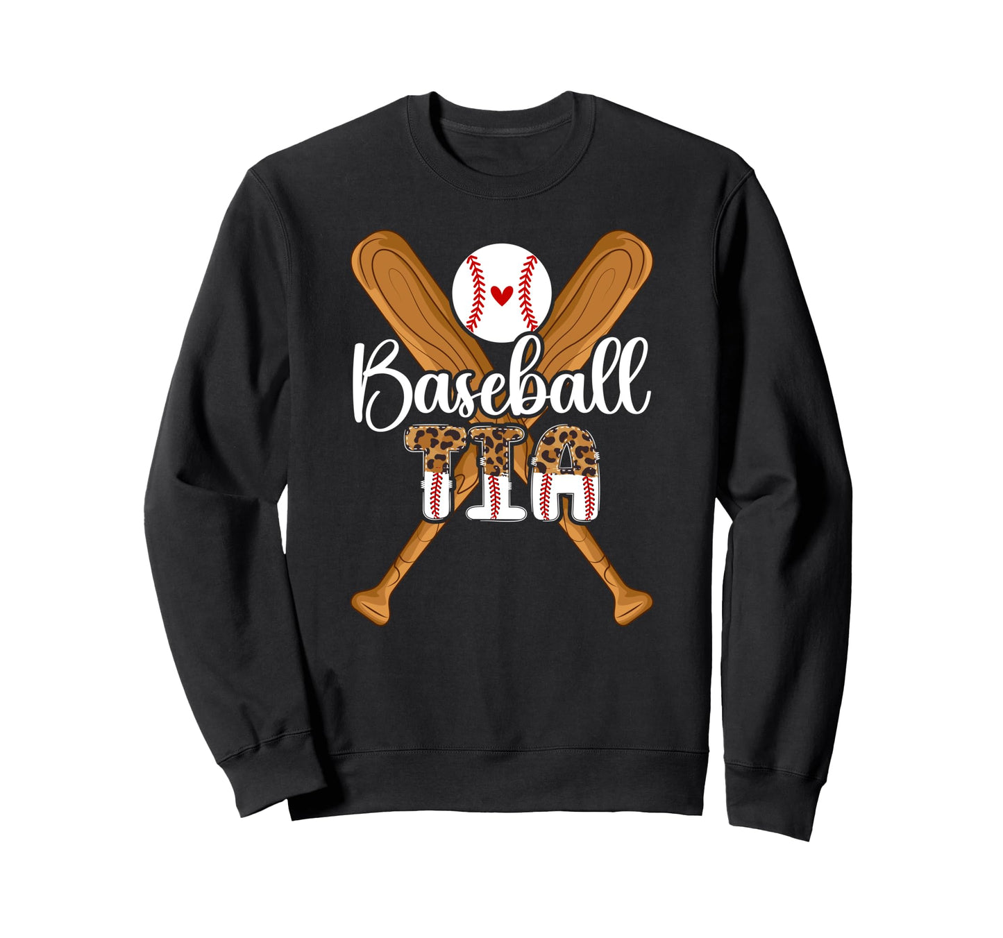 Baseball Tia Leopard Tia Baseball Sweatshirt - Novelty Apparel for Adults - T-Shirt, Sweatshirt, Hoodie