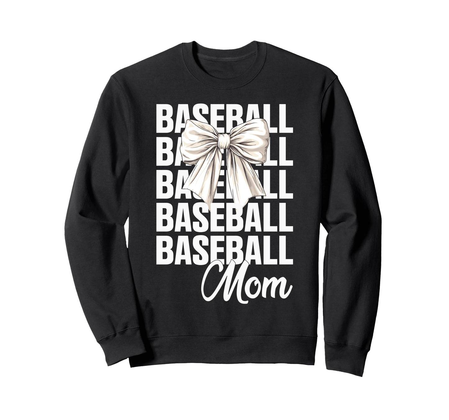 Baseball Mom Coquette Bow Sweatshirt - Streetwear Style for Adults - T-Shirt, Sweatshirt, Hoodie