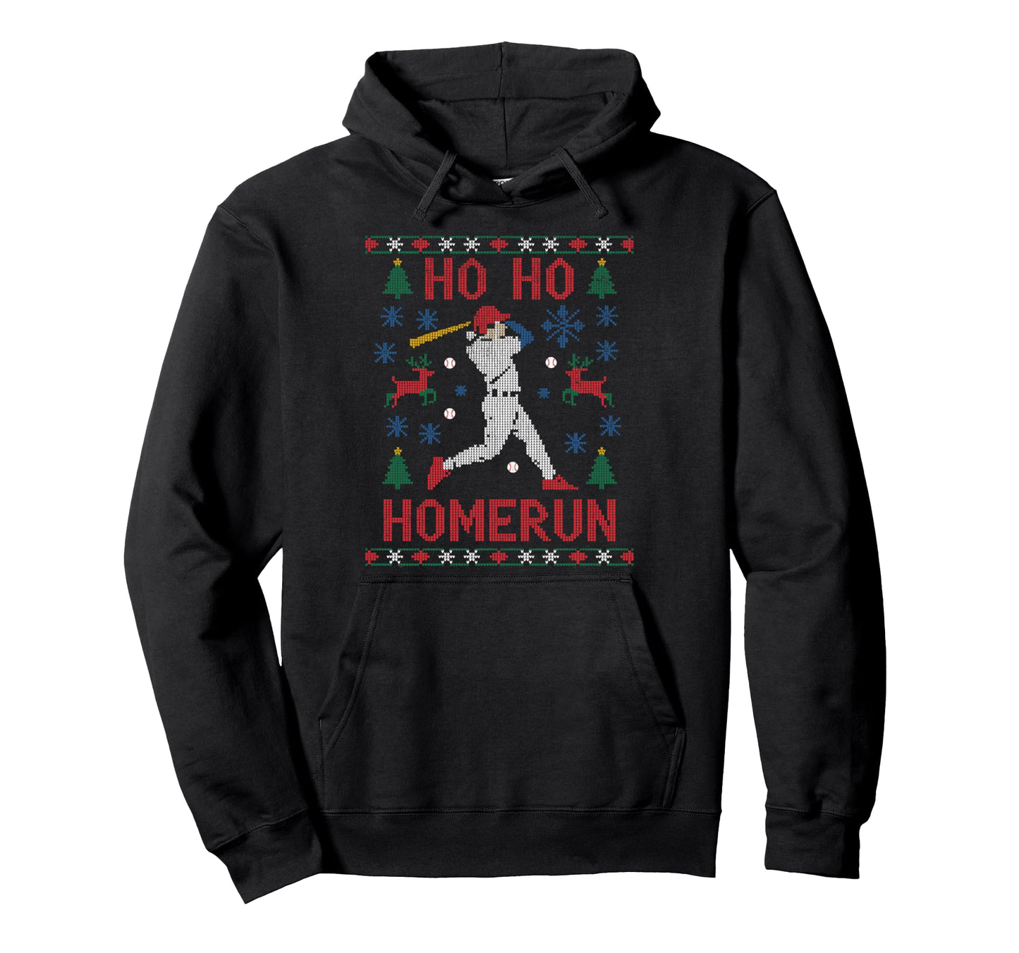 Ho Ho Home Run Funny Baseball Hoodie - Casual Everyday Wear Men Women - T-Shirt, Sweatshirt, Hoodie