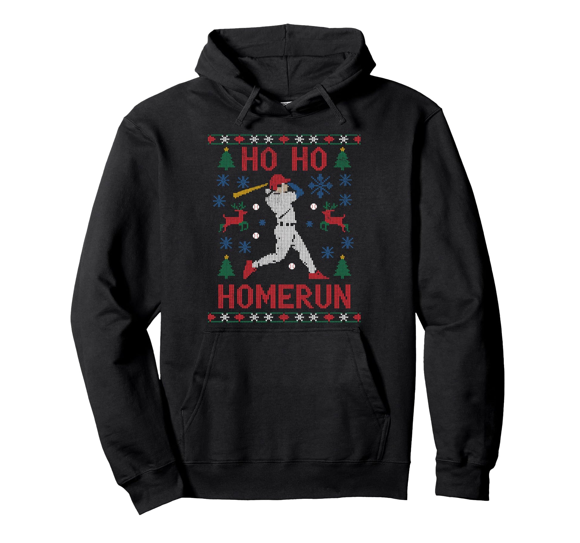 Ho Ho Home Run Funny Baseball Hoodie - Casual Everyday Wear Men Women - T-Shirt, Sweatshirt, Hoodie